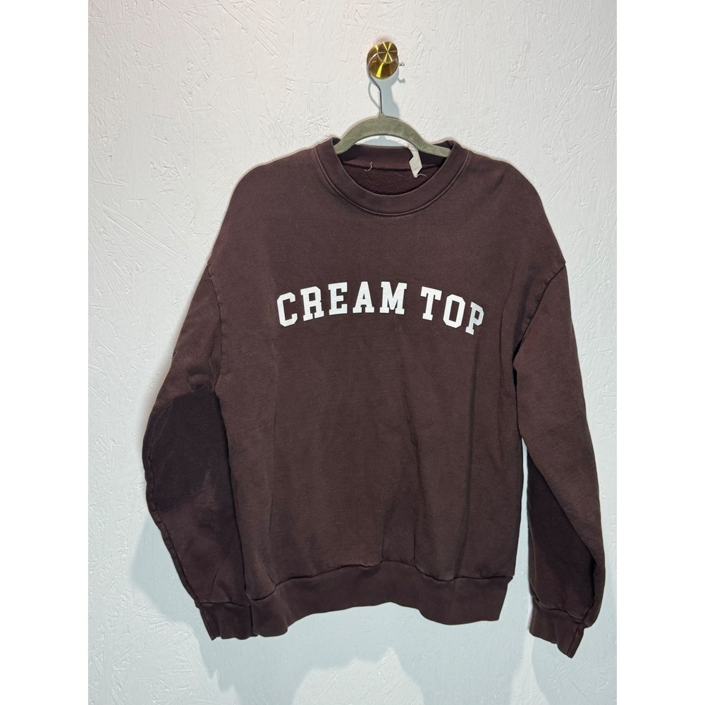 Museum of Peace & Quiet Cream Top Brown Sweatshirt Large Maru Crewneck UNISEX
